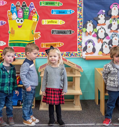 Kids in a row waiting their turn